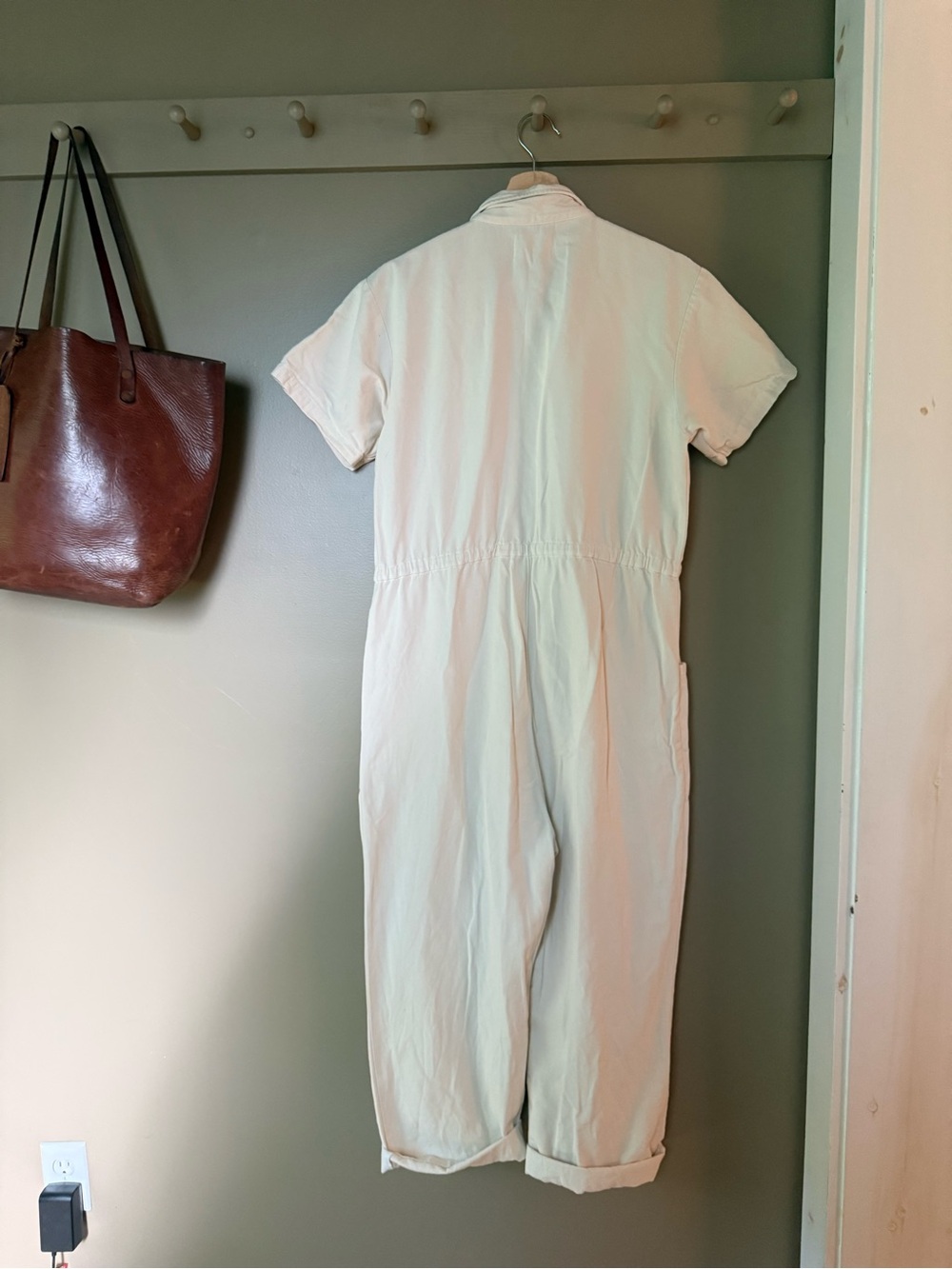 Noble U Cream Short-Sleeve Zip Front Utility Jumpsuit - Picture 3 of 3